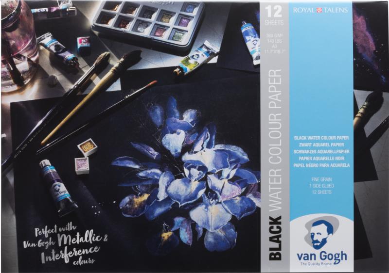 Van Gogh Bloc de papel negro para acuarela 12 hojas 360 grs