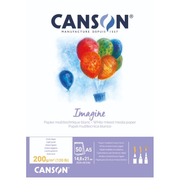 CANSON Imagine 200 grs Grano Fino - Bloc Multitécnica - Academy