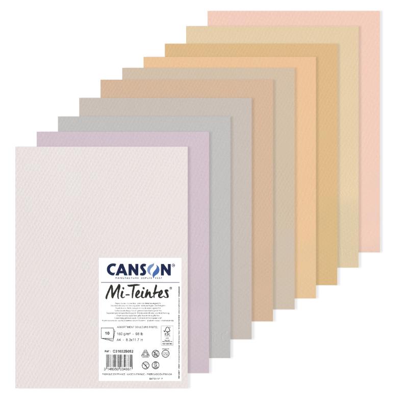 CANSON Packs 10 hojas Mi-Teintes 160 grs - Colores Surtidos