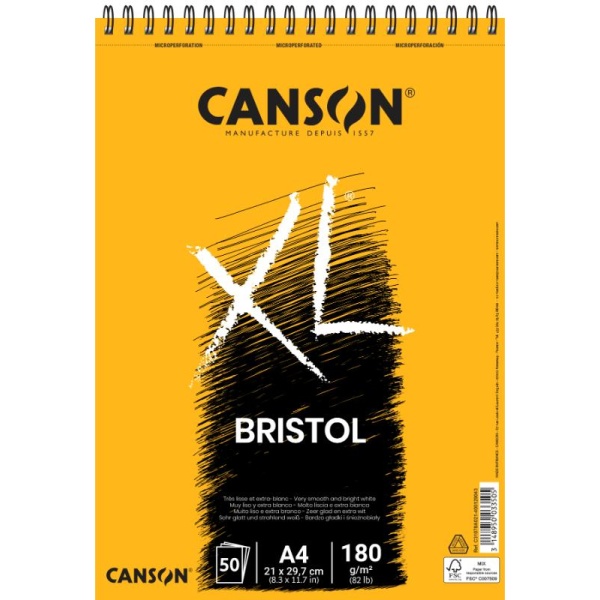CANSON XL BRISTOL 180 grs Espiral Microperforado Extraliso