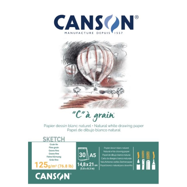 CANSON C Á Grain Bloc Encolado Grano Fino Blanco 30 hojas