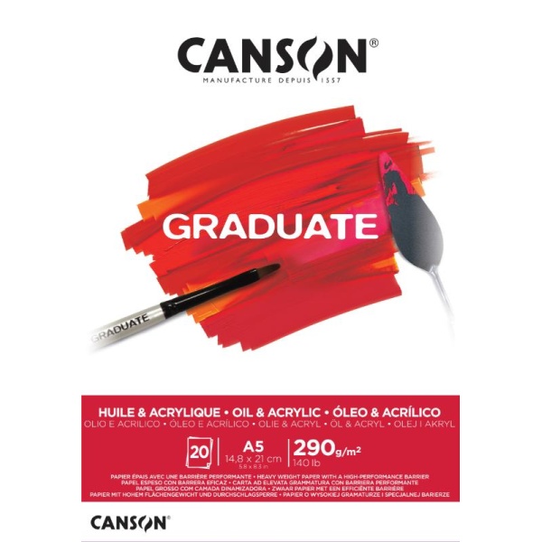 CANSON Graduate Bloc para Óleo y Acrílico 290 grs Grano Fino